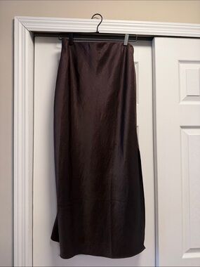 Madewell Dark Brown Satin Maxi Skirt